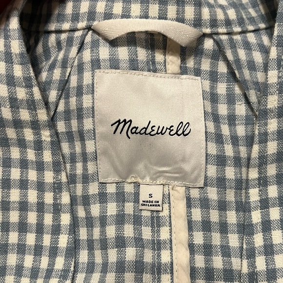 Madewell Linen Collarless Blazer in Gingham Check - Picture 9 of 15